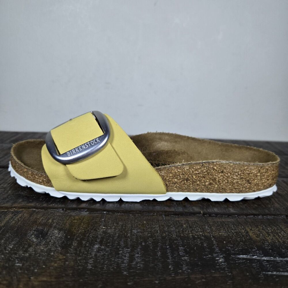 Birkenstock Madrid Big Buckle Womens Size 5 EU 36 Narrow Sandals Yellow Brown - Picture 7 of 11